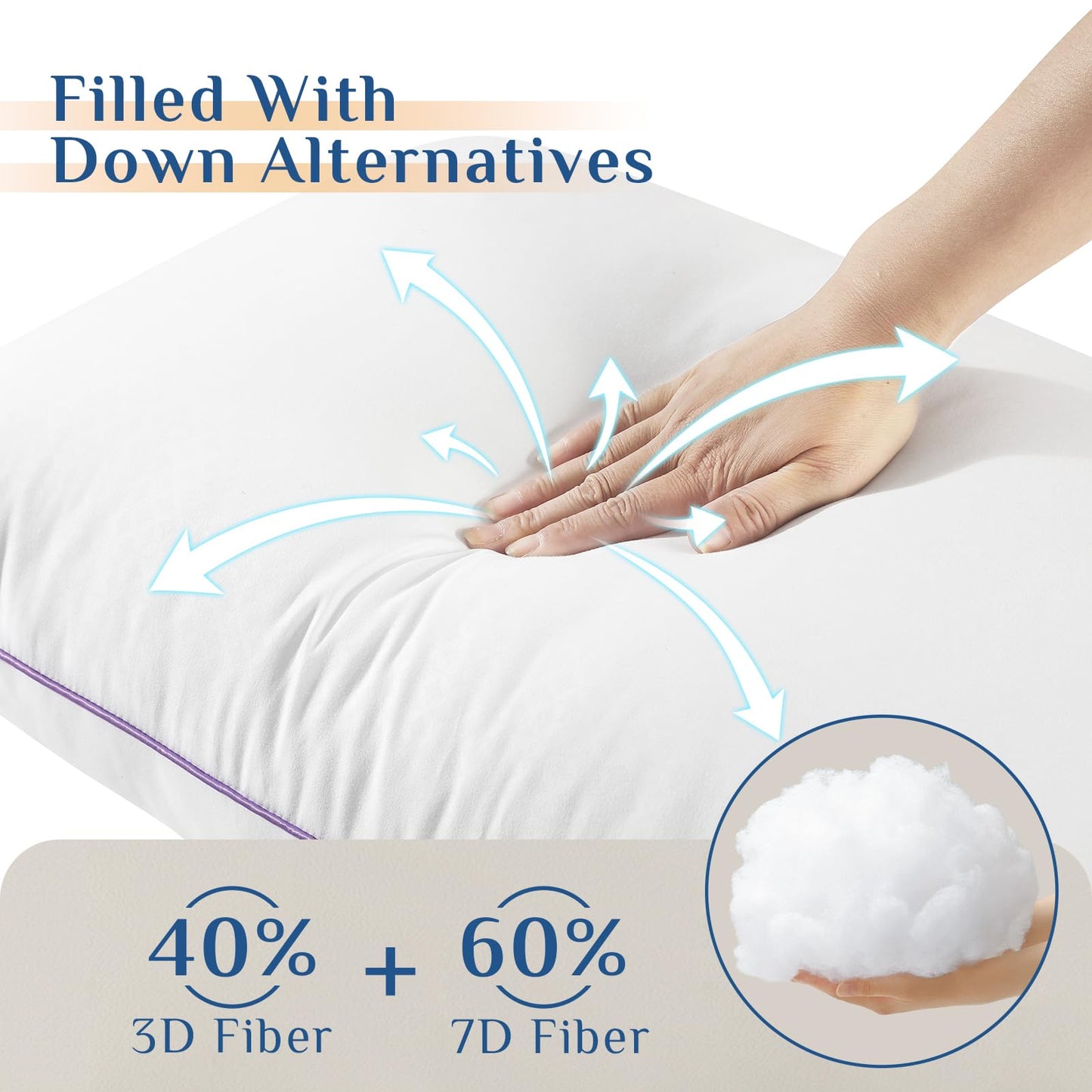 JOLLYVOGUE Pillows Standard Size Set of 1, Washable Supportive Bed Pillows with Super Soft Down Alternative Fill, Luxury Fluffy Hotel Quality for Side, Back, and Stomach Sleepers