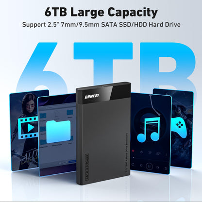 BENFEI 2.5 Inch SATA to USB Tool Free External Hard Drive Enclosure (6Gbps, Optimized for SSD, Support UASP SATA III)