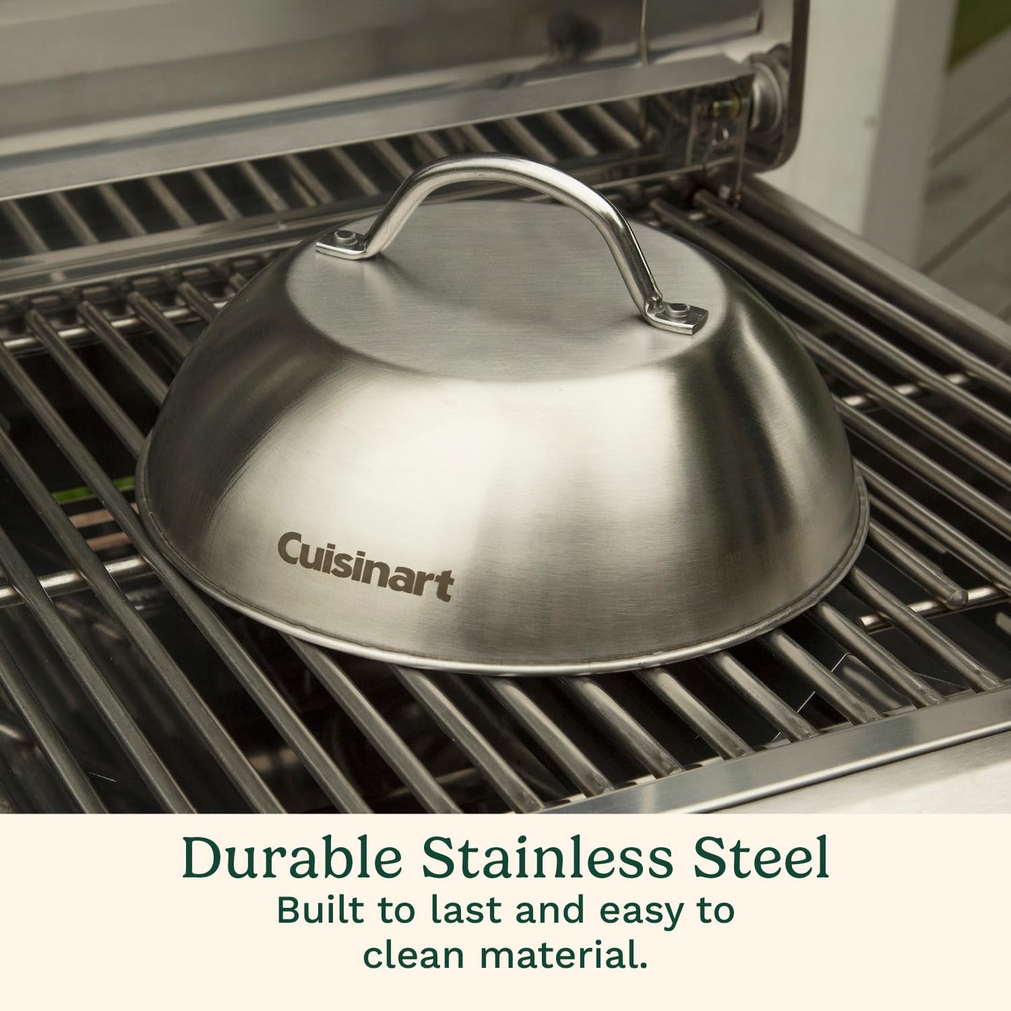 Cuisinart 9” Stainless Steel Melting Dome, Griddle Accessories for Flat Top Cooking, Basting Cover for Enhanced Flavor and Steaming Vegetables, Perfect for Indoor and Outdoor Cooking
