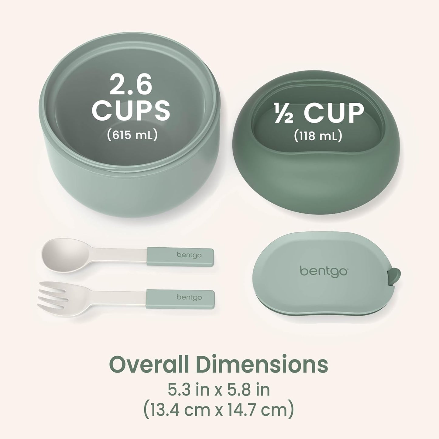 Bentgo Bowl - Insulated Leak-Resistant Bowl with Collapsible Utensils, Snack Compartment and Improved Easy-Grip Design for On-the-Go - Holds Soup, Rice, Cereal & More - BPA-Free, 21.2 oz (Khaki Green)