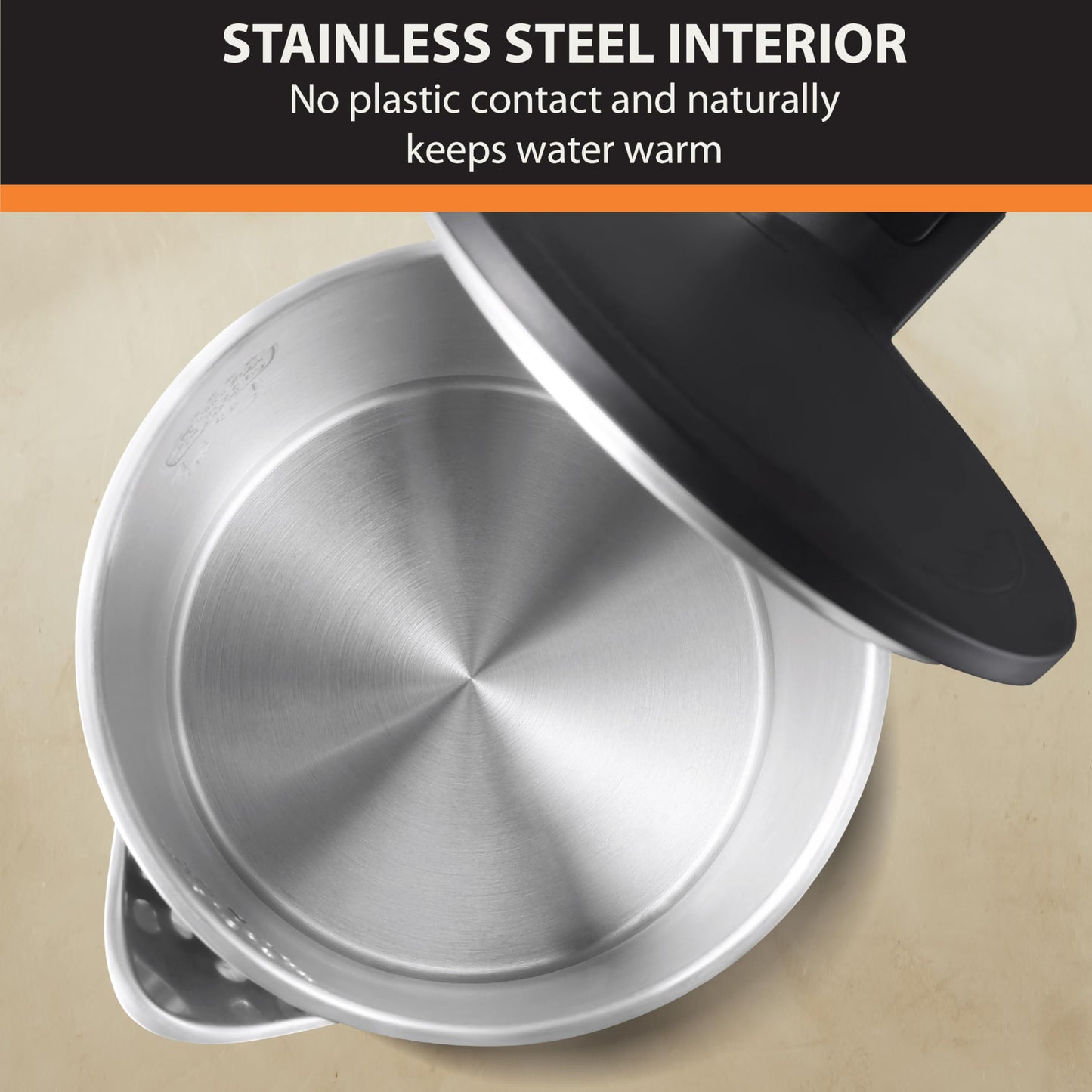 KRUPS 1.5L Electric Kettle, Cool Touch Stainless Steel Interior, Fast Boiling, one cup in 80 seconds, Double Wall, Fast Boiling, Auto Off, Keep Warm, Cordless, Black