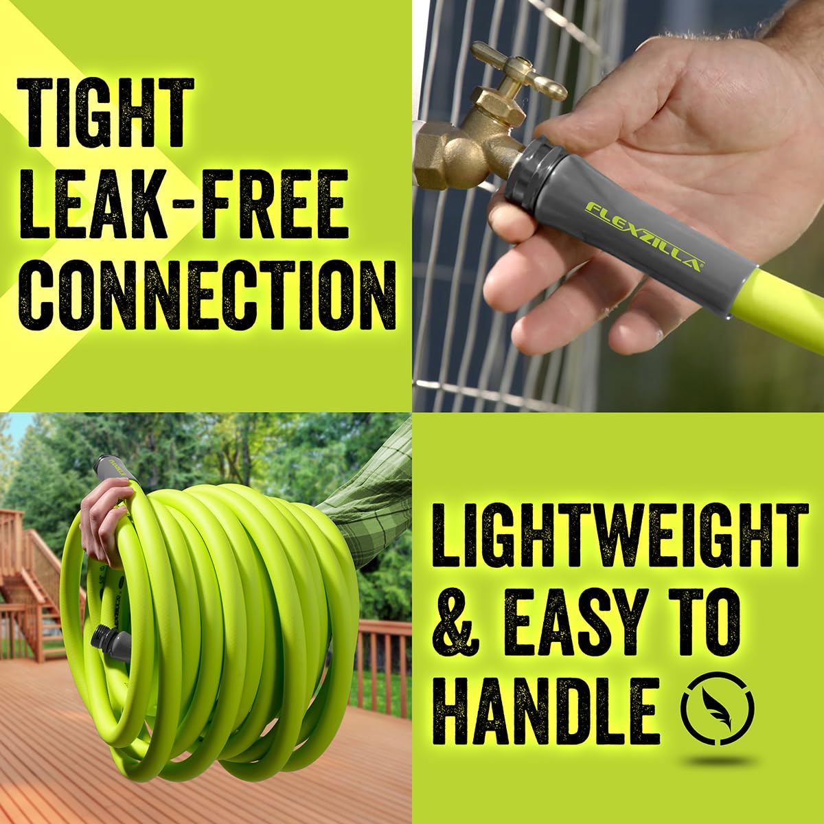 Flexzilla Garden Hose 5/8 in. x 50 ft., Lightweight All-Weather Water Hose, Durable and Flexible, Leak-Free Connections