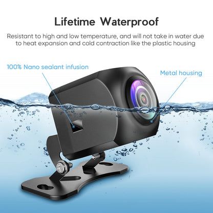 HD Backup Camera,Metal Housing 170 Degree Wide View Angle License Plate Rear View Camera for Car,Clear Night Vision IP69 Waterproof Rearview Universal Reverse Cam Kit for Vehicle SUV RV Pickup