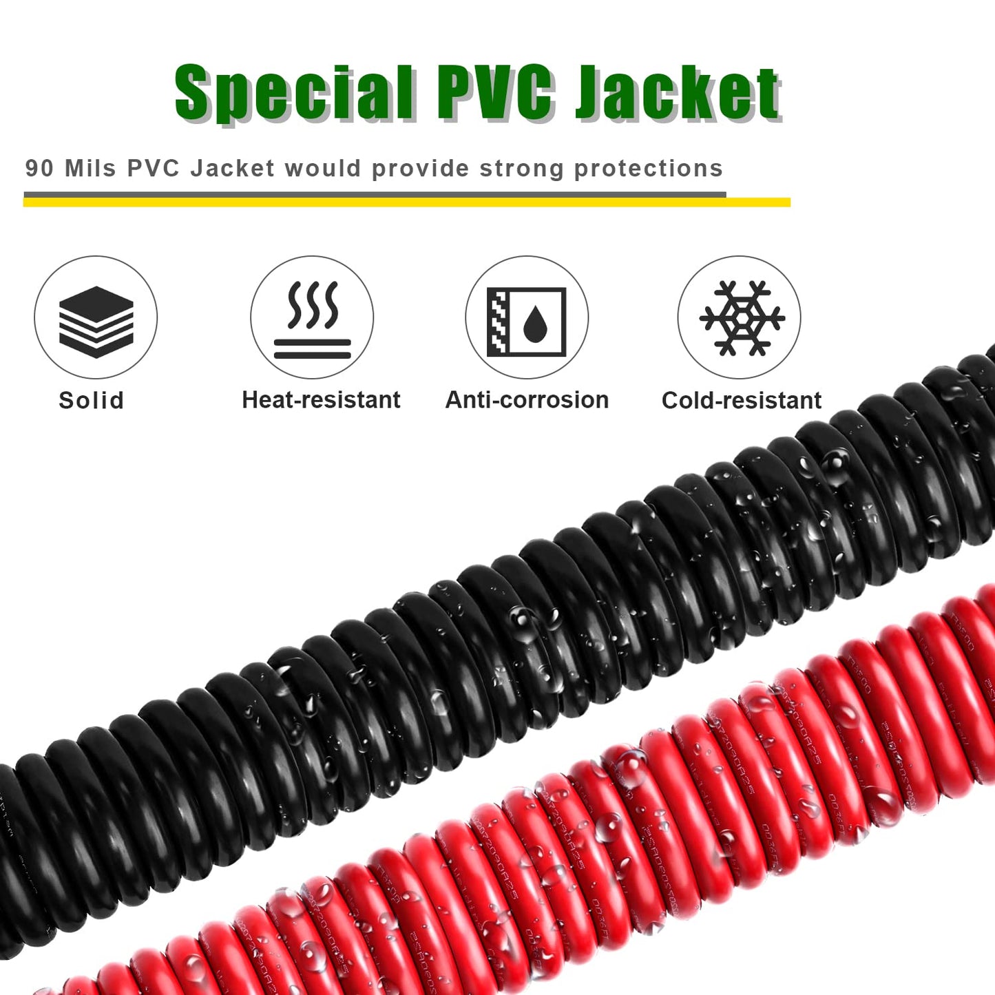 Kimbluth 2 Gauge Battery Cable Copper Wire, 5FT Red+5FT Black 2 AWG Welding Cable Standard USA OFC Wire for Automotive, Battery, Solar, Marine and Generator