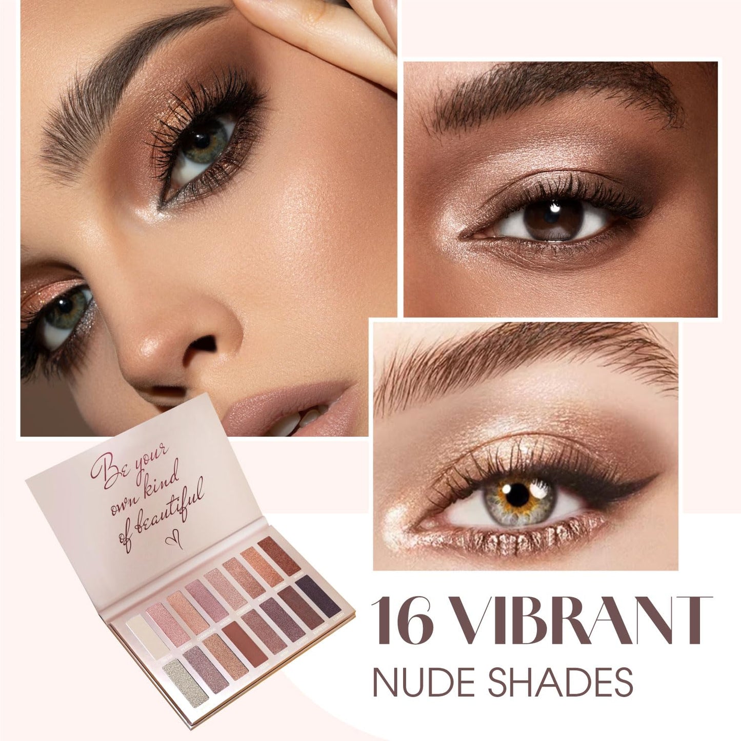 Lamora Eyeshadow Palette Makeup - Eye Makeup Palette with 16 Highly Pigmented Matte & Shimmer Shades - Vegan & Blendable