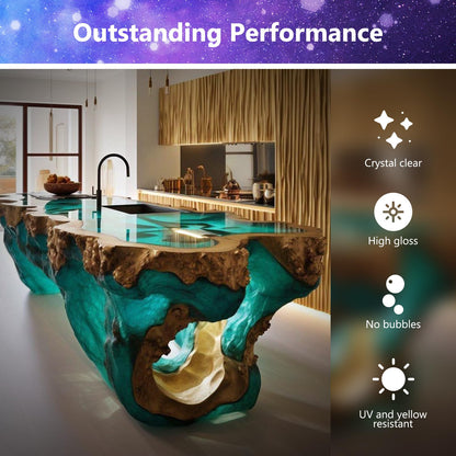 Epoxy Resin 64OZ - Crystal Clear Epoxy Resin Kit - No Yellowing No Bubble Art Resina Casting Resins for Art Crafts, Jewelry Making, Wood & Molds(32OZ x 2)