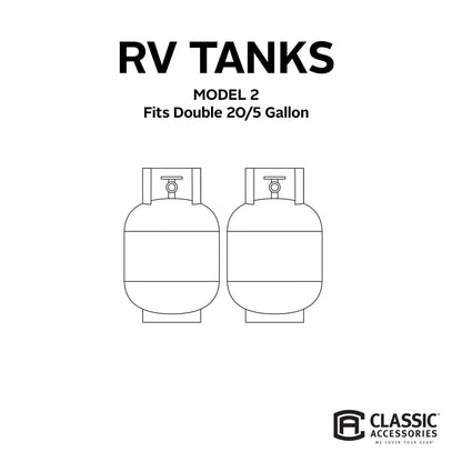 Classic Accessories Over Drive RV Tank Cover, Double 20/5 Gallon Tanks, Grey, Heavy-Duty Fabric, Zippered Access, Elasticized Hem