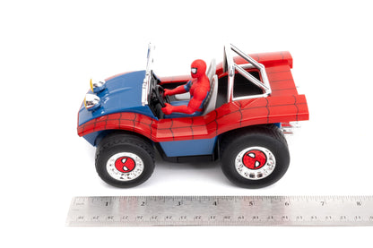 Jada Spider-Man Buggy RC with Non-Removable Spider-Man Figure – 7", Turbo Button, Full-Function Remote Control, Ages 6+, Red/Blue