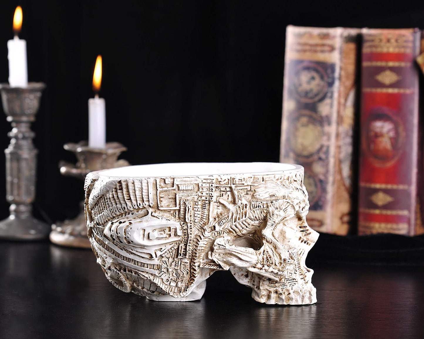 IBWell Modern Large Funny Resin Skull Shaped Head Design Flower Pot Planter Container, Decoration Flowerpot Props Home Office Desk Decor (Mediterranean)