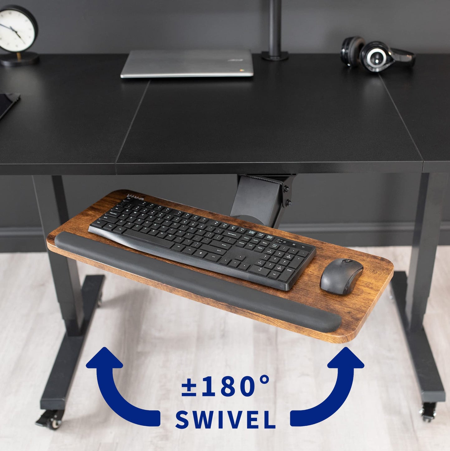VIVO Adjustable Computer Keyboard & Mouse Platform Tray Ergonomic Under Table Desk Mount Drawer Underdesk Shelf (MOUNT-KB03B)
