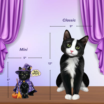 Freshcut Paper Pop Up Cards, Mini Halloween Cat, 6 Inch Mini Sized 3D Cat Gifts, Popup Greeting Card, Halloween Cards, October Card, Blank Notecard & Envelope