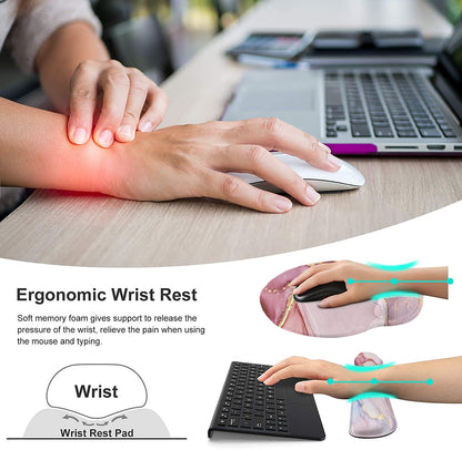 LATEEFAH Mouse Pad with Wrist Rest, 3-in-1 Gaming Mouse Pad, Keyboard Wrist Rest, Ergonomic Memory Foam Mousepad with Wrist Support for Computer Keyboard