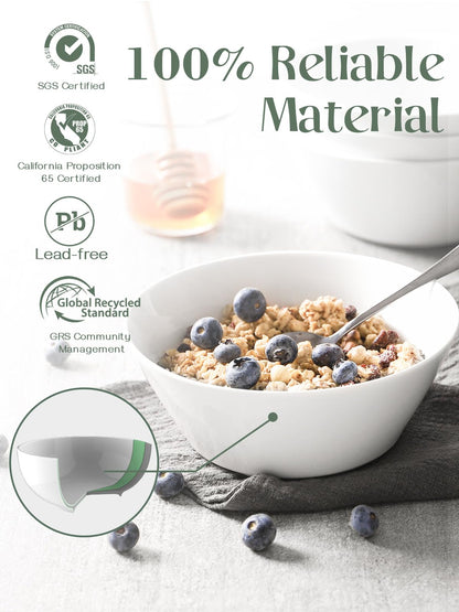 DOWAN 32 OZ Large Soup Bowls Set of 4 - White Ceramic Bowls for Ramen, Cereal, Pasta, Salad, Fruit - Dishwasher & Microwave Safe