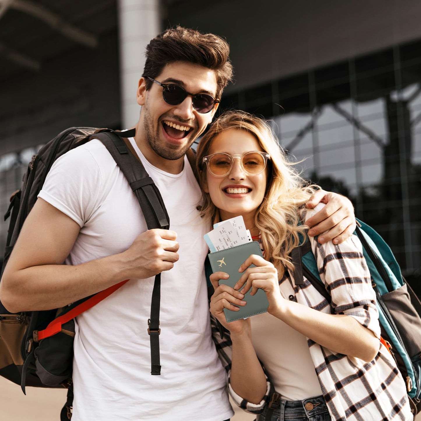 GOAUS Passport Holder for Travel with Airtag Card Slots, Money Pocket, Women Men RFID Blocking Wallet Book Case Green