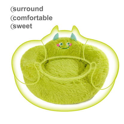 Jiupety Cute Calming Dog and Cat Bed, Anti-Anxiety Donut for Small Pets, Cozy Soft Pet Round Cuddler Bed with Non-Slip Bottom, L(27"×27"×14"), Green