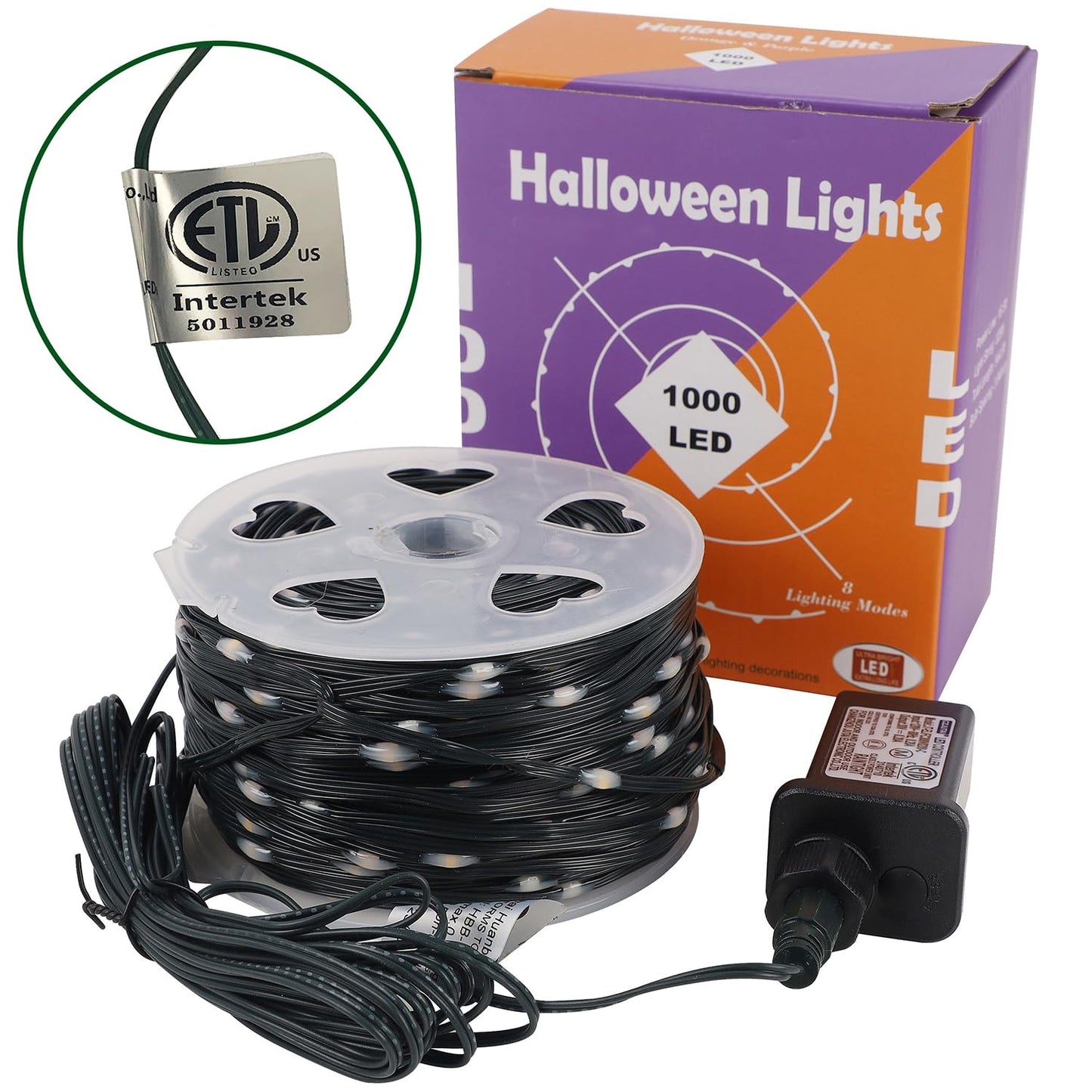 WATERGLIDE Extra Long 328 FT Halloween Lights, 1000 LED Outdoor Fairy String Light, Green PVC Copper Wire Christmas Lights, Plug in 8 Modes & Waterproof for Tree Party Home Yard Decor, Purple