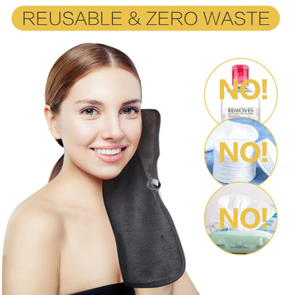 KinHwa Reusable Makeup Remover Cloths Soft Microfiber Face Cleansing Cloth Magically Remove Cosmetics Only with Water 6inch x 12inch 3 Pack Dark-Gray