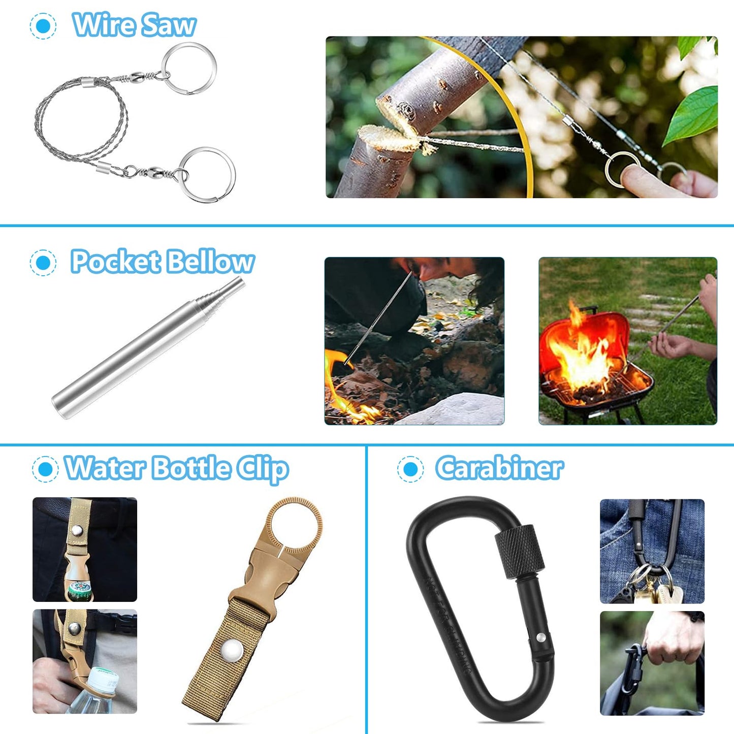 KEPEAK Survival Kit, Survival Gear and Equipment 13 in 1, Emergency Survival Tool Cool Gadgets for Outdoor Emergency Camping Hiking