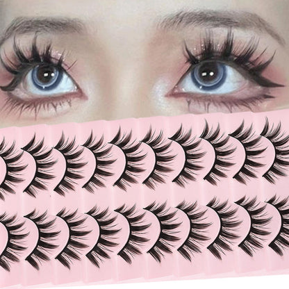 10 Pairs Manga Lashes Spiky Anime Cosplay Lashes 15mm Janpanese False Eyelashes Manhua Anime Doll Eye Lashes Halloween Makeup False Lashes