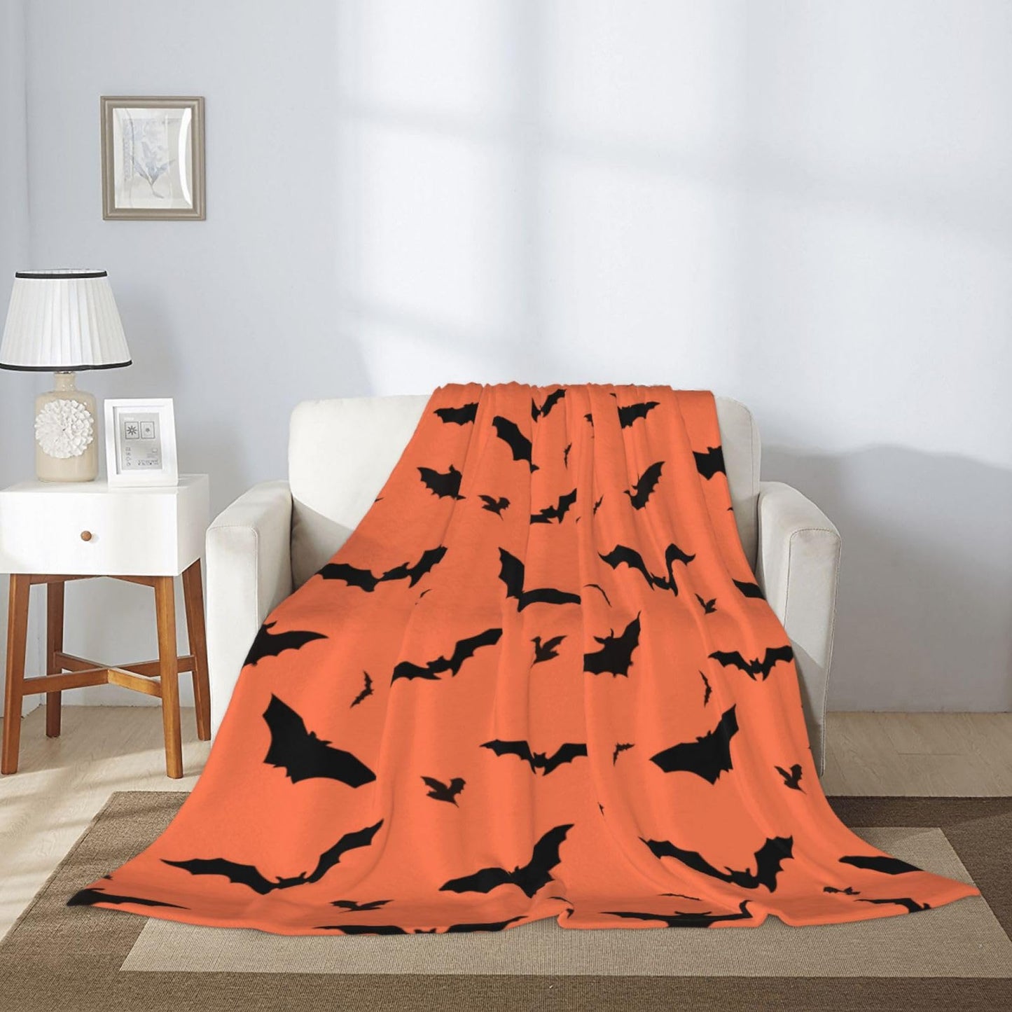 Halloween Blanket Black Bats Lightweight Throw Blanket for Women Men Soft Cozy Fleece Couch Living Room Bed Blanket for Kids Girls Boys 40x50 inches