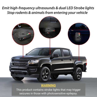 Glaobule Ultrasonic Rodent Repellent Battery Operated Ultrasonic Mouse Repeller Under Hood Pest Repeller Rat Mice Deterrent with Strobe Lights for Car Engine Indoor Use 1Pack