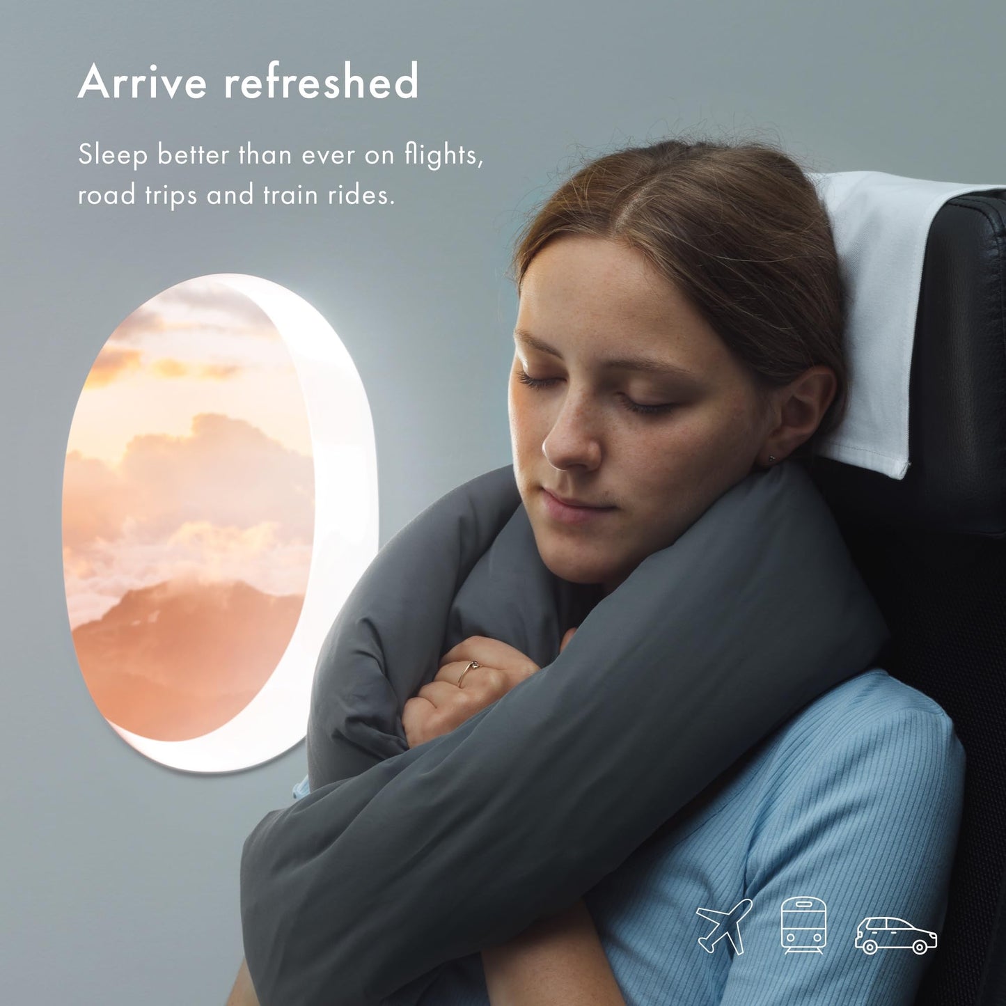 Huzi Infinity Pillow - Home Travel Soft Neck Scarf Support Sleep (Navy)