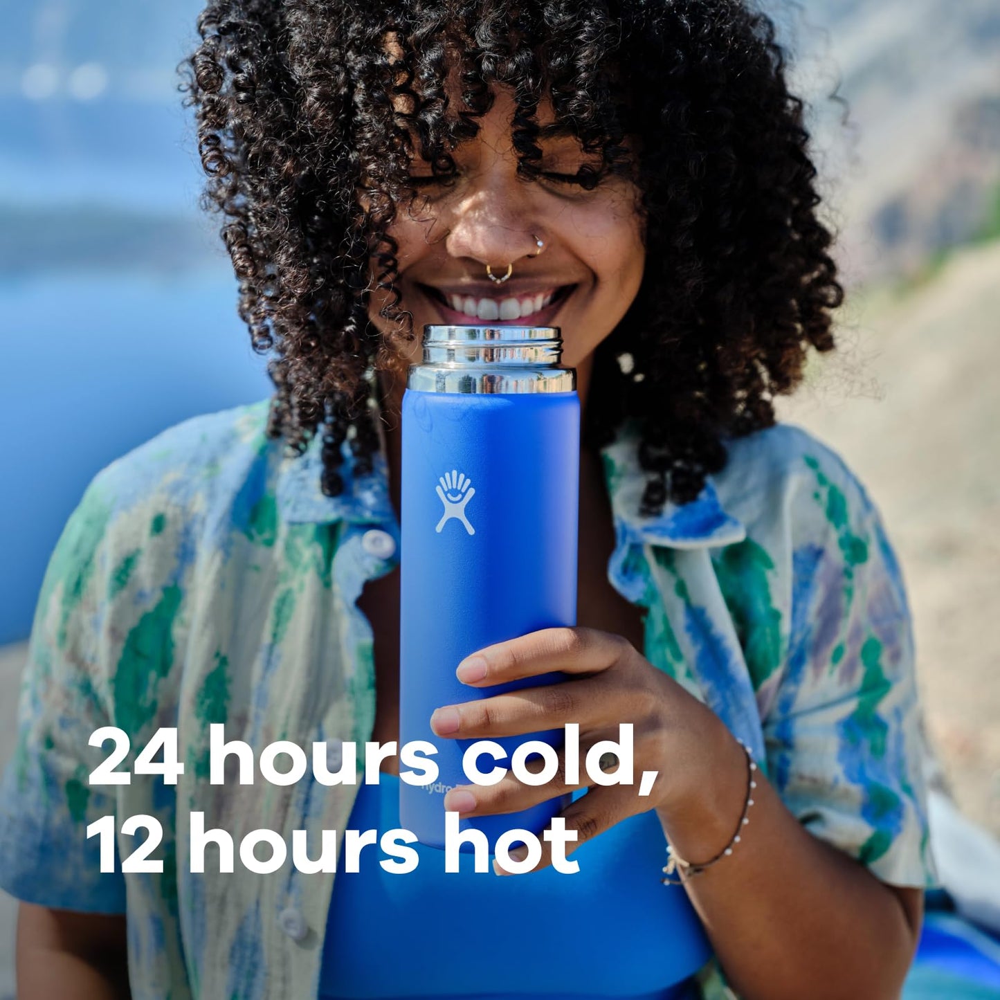 Hydro Flask Water Bottle - Insulated Stainless Steel - Wide Mouth Flex Lid, Non Spill, Leakproof and Refillable in 32 Oz Indigo Blue