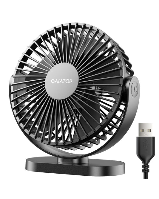 Gaiatop USB Desk Fan, 5.5 Inch Small Quiet Powerful 3 Speeds 90° Rotate, Personal Mini Portable Desktop Table Fans, Cooling for Home Office Car Travel Indoor Outdoor Pink