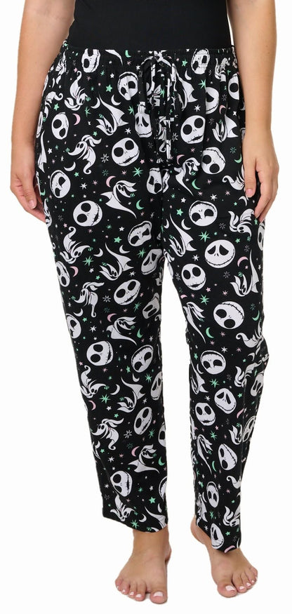 Disney Womens Lounge Pants Pajama Bottoms AOP (Jack Skellington & Zero, 3X)