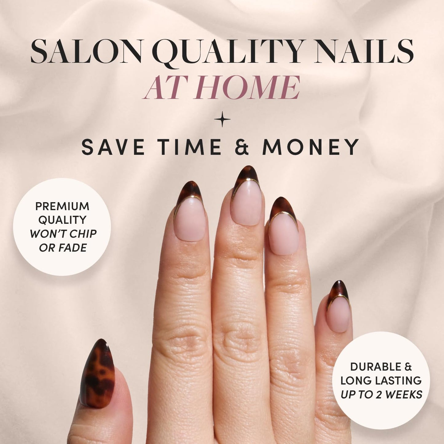 Glamnetic x GLAMZILLA Press On Nails - KILLAZILLA | Short Almond Tortoiseshell Fake Nails with French Tips, Salon Quality | 15 Sizes - 30 Nail Kit with Glue