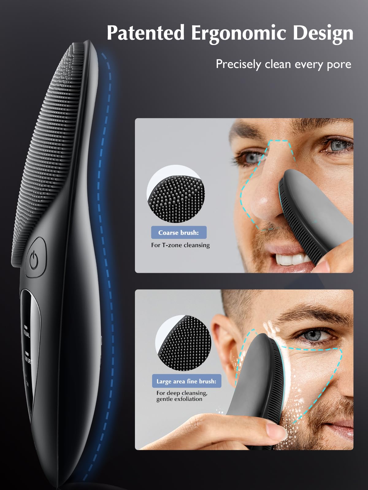 COSLUS Face Scrubber Facial Cleansing Brush: Silicone Portable Waterproof Rechargeable Face Wash Brush, 4 Cleansing Modes, Electric Face Exfoliator for Men Women Cleaning, Exfoliating, Massaging