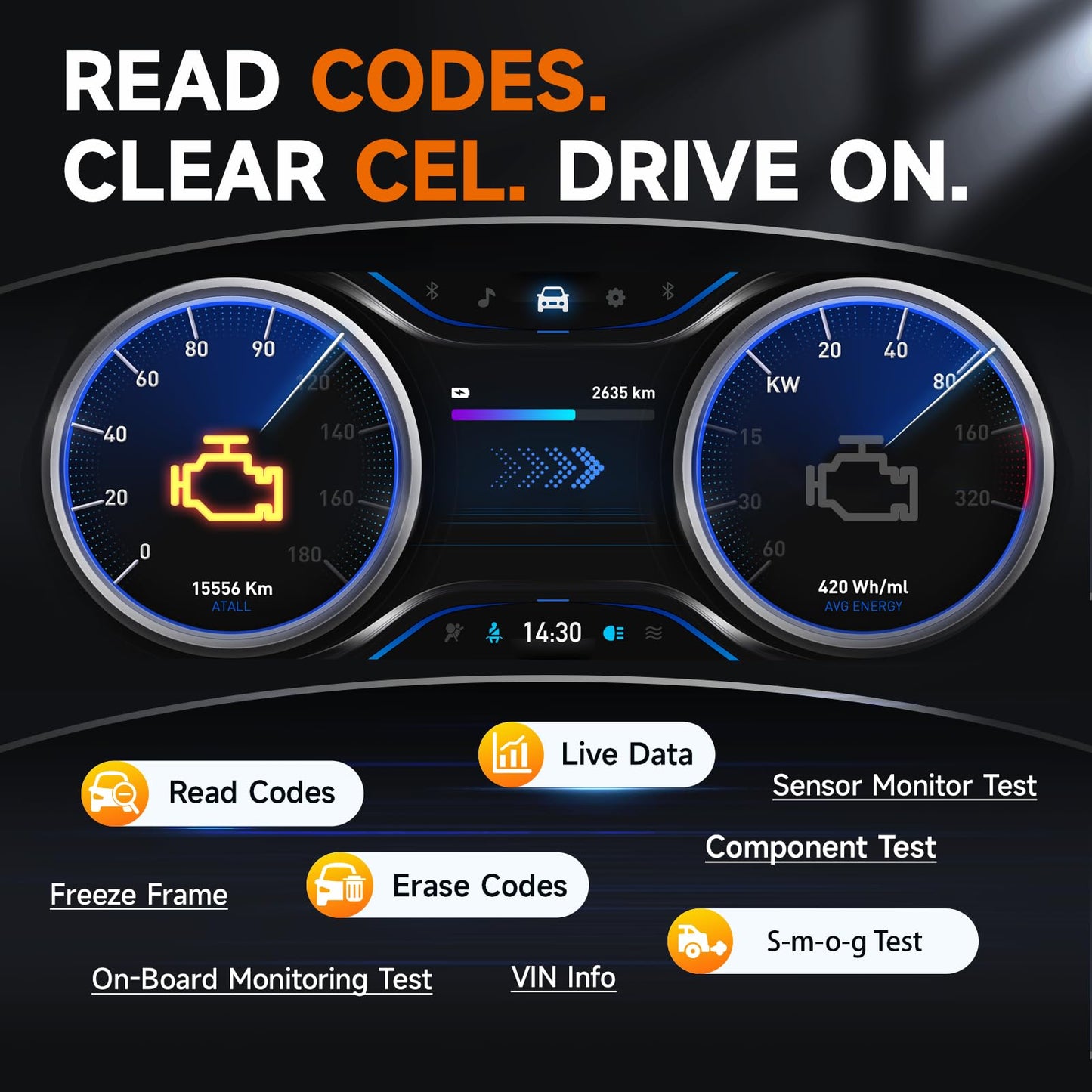 FOXWELL NT301 Plus 2-in-1 OBD2 Scanner Battery Tester, Professional Check Engine Code Reader Car Diagnostic Tool, Live Data, 12V 100-1100CCA Cranking Charging Analyzer for 1996 or Newer Vehicle