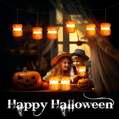 EverBrite 6-Pack Halloween Pumpkin Lantern, Collapsible Jack O Lantern Pumpkins with Lanyard, Halloween Party Favors, Light up Pumpkin Outdoor for Halloween Party Decoration, Battery Included