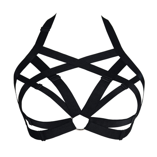 JELINDA Womens Bra Elastic Cupless Cage Bra Strappy Hollow Out