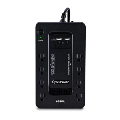 CyberPower ST625U Standby UPS Battery Backup and Surge Protector, 625VA/360W, 8 Outlets, 2 USB Charging Ports, Compact, UL Certified