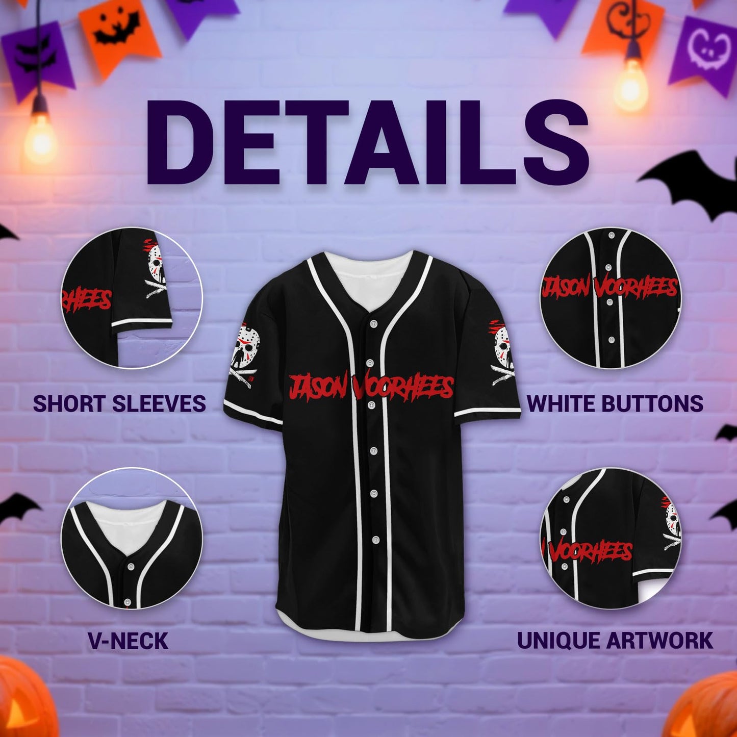 fat mummy Jason Horror Baseball Jerseys Shirt Scary Movie Halloween Shirt Gifts for Movie Lover (L) Black-White…