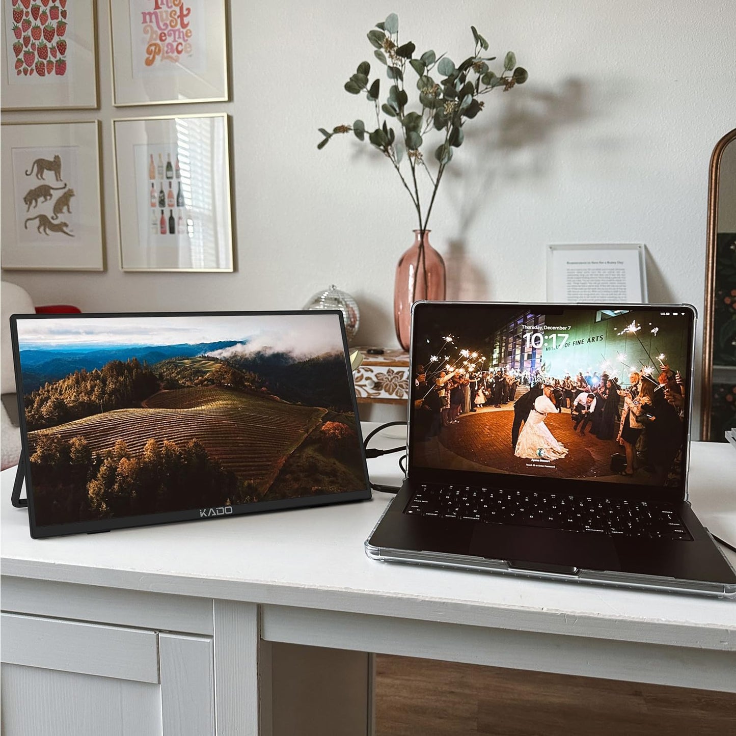 Kado Portable Monitor 15.6-Inch FHD 1080p, USB-C mini-HDMI Gaming Monitor IPS Display Built-in Speakers, External Display 180° Kickstand Wall/Arm Mount for Laptop PC Phone Mac Xbox PS4/PS5 Switch