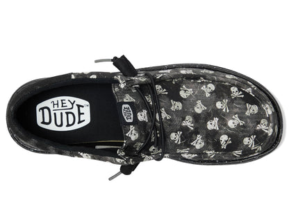 HEYDUDE Men's Wally Funk Skull Print, Black/Black Oyster, 10 Medium