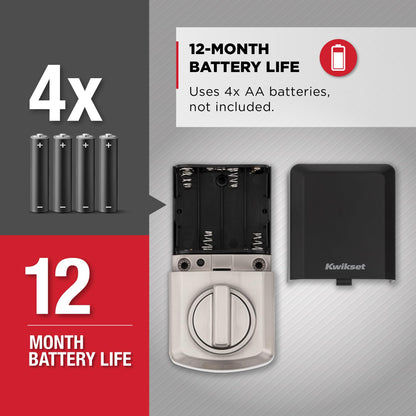 Kwikset SmartCode 270 Keyless Entry Electronic Touchpad Deadbolt Door Lock with Auto-Lock, Custom User Codes, Advanced Security in Satin Nickel Contemporary