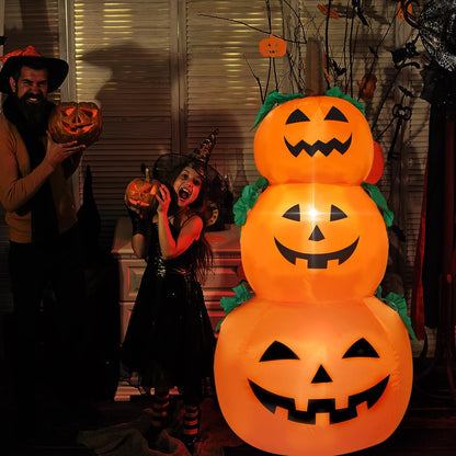Decfine Halloween Blow up Inflatable Pumpkin Decoration-Lighted Inflatable Pumpkin for Home Yard Garden Indoor and Outdoor Decoration with Built in Fan and Anchor Ropes (3 Halloween Pumpkin)