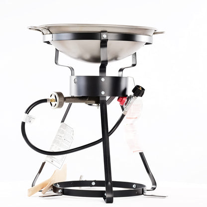 King Kooker 24WC Heavy-Duty 24" Portable Propane Outdoor Cooker with 18" Steel Wok, Black