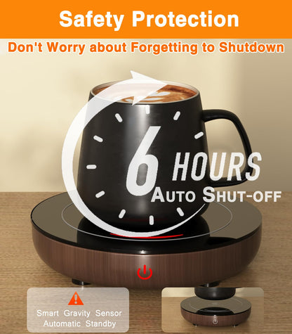 Kepwam Coffee Mug Warmer with Gravity Sensor, Mug Warmer for Desk with LED Light, 3 Temp Settings & 6H Auto Shut Off Coffee Warmer, Electric Candle Warmer Plate for Beverage, Coffee, Tea, Milk