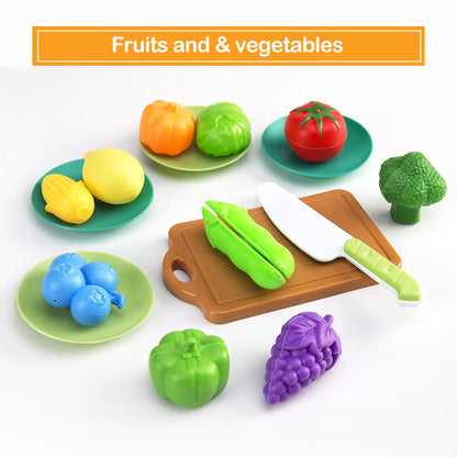 35Pcs Kids Kitchen Toy Accessories, Toddler Pretend Cooking Playset with Play Pots, Pans, Utensils, Cookware, Play Food Set, Toy Vegetables, Learning Gift for Girls & Boys (Pink)