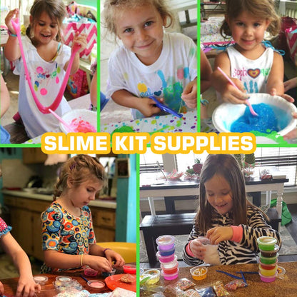 126 Pcs DIY Slime Making Kit for Girls Boys - Birthday Idea for Kids Age 5+. Ultimate Supplies Include 28 Crystal Slime, 2 Glow in The Dark Powder, 48 Bottle Glitter Jar etc.