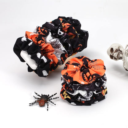 12PCS Halloween Hair Scrunchies Soft Fall Pumpkin Skull Ghosts Bat Spider Web Hair Ties Scrunchy Elastics Hair Bands Gifts Ponytail Holder Accessories for Women Girls (12PCS-Halloween)