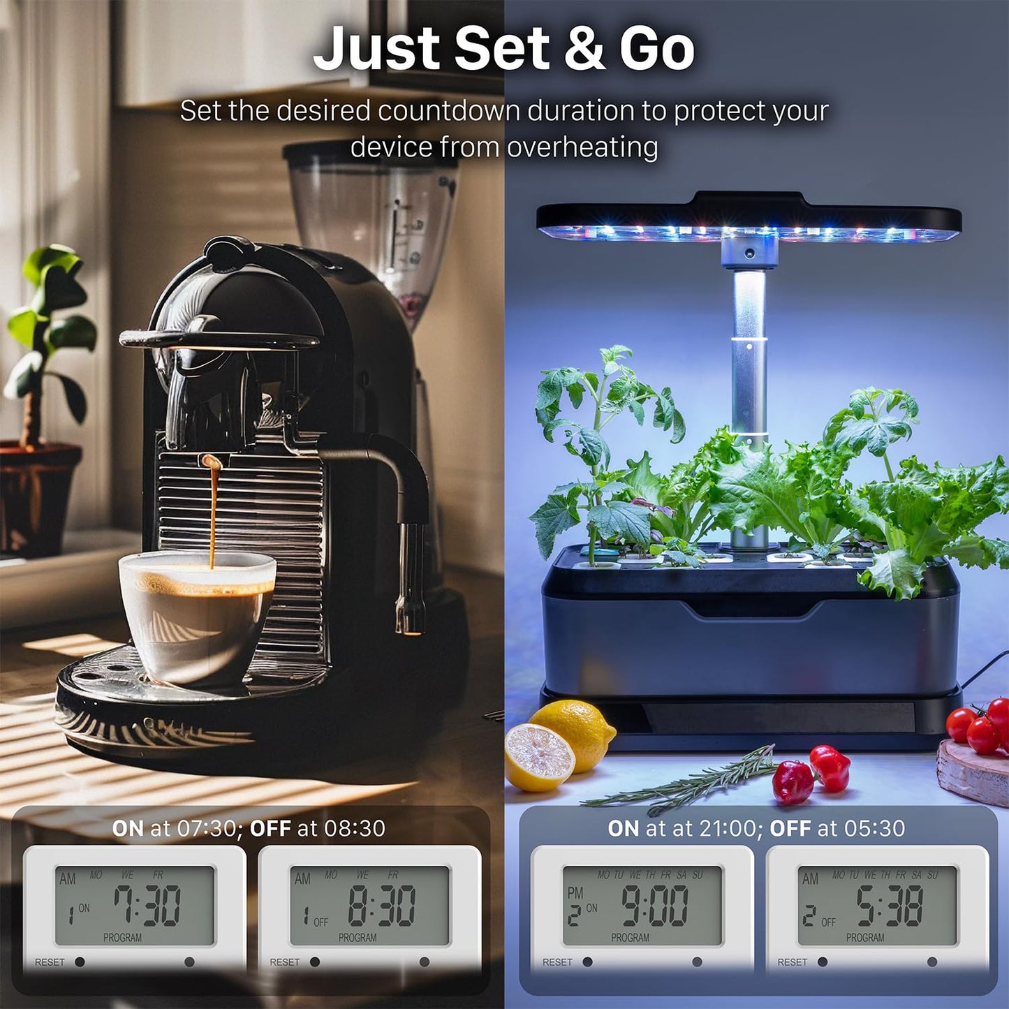 Fospower 7 Day Digital Timers for Electrical Outlets Indoor, Heavy Duty Dual Programmable Outlet Light Timer Switch, Electric Power Wall Timer for Grow Light, Appliance, Lamp, 3 Prong, Grounded