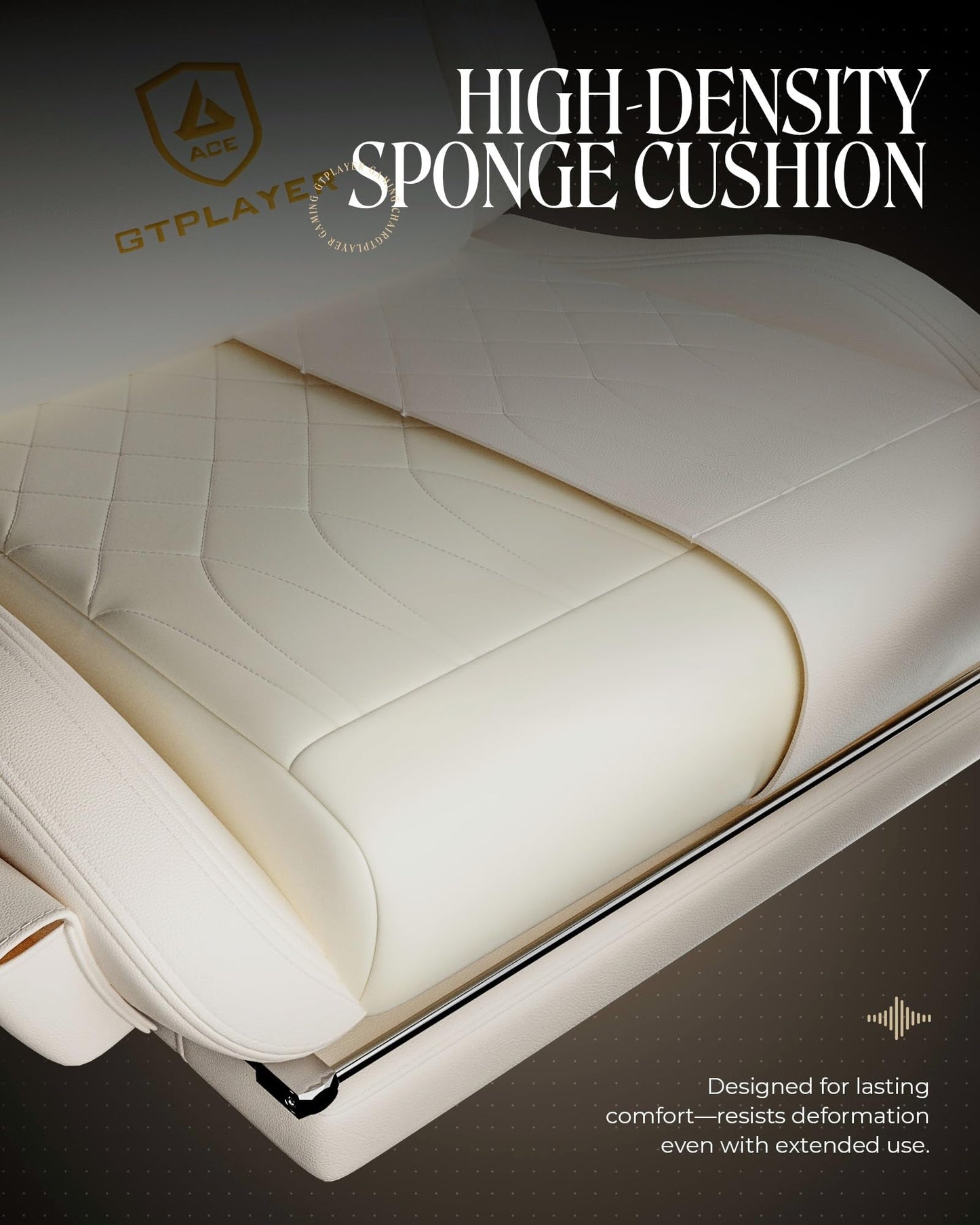 GTPLAYER Gaming Chair with Speakers, Video Game Chairs with Footrest, PC Gamer Chairs for Adults - Padded High Back Ergonomic Reclining Silla Gamer, Linkage Armrest, Ace Pro, Ivory