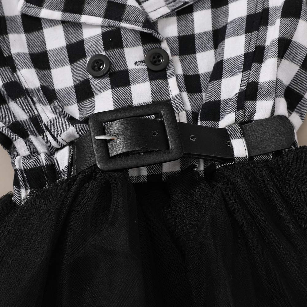 Little Baby Girl Black and White Dress Buffalo Plaid Tutu Skirt Party Princess Formal Outfit Clothes 2-3T