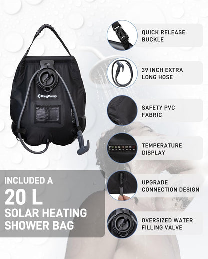 KingCamp Oversize Space Privacy Camping Outdoor Shower Enclosure Portable Shower Tent for Camping 1 Room Brown Changing Tent Dressing Room