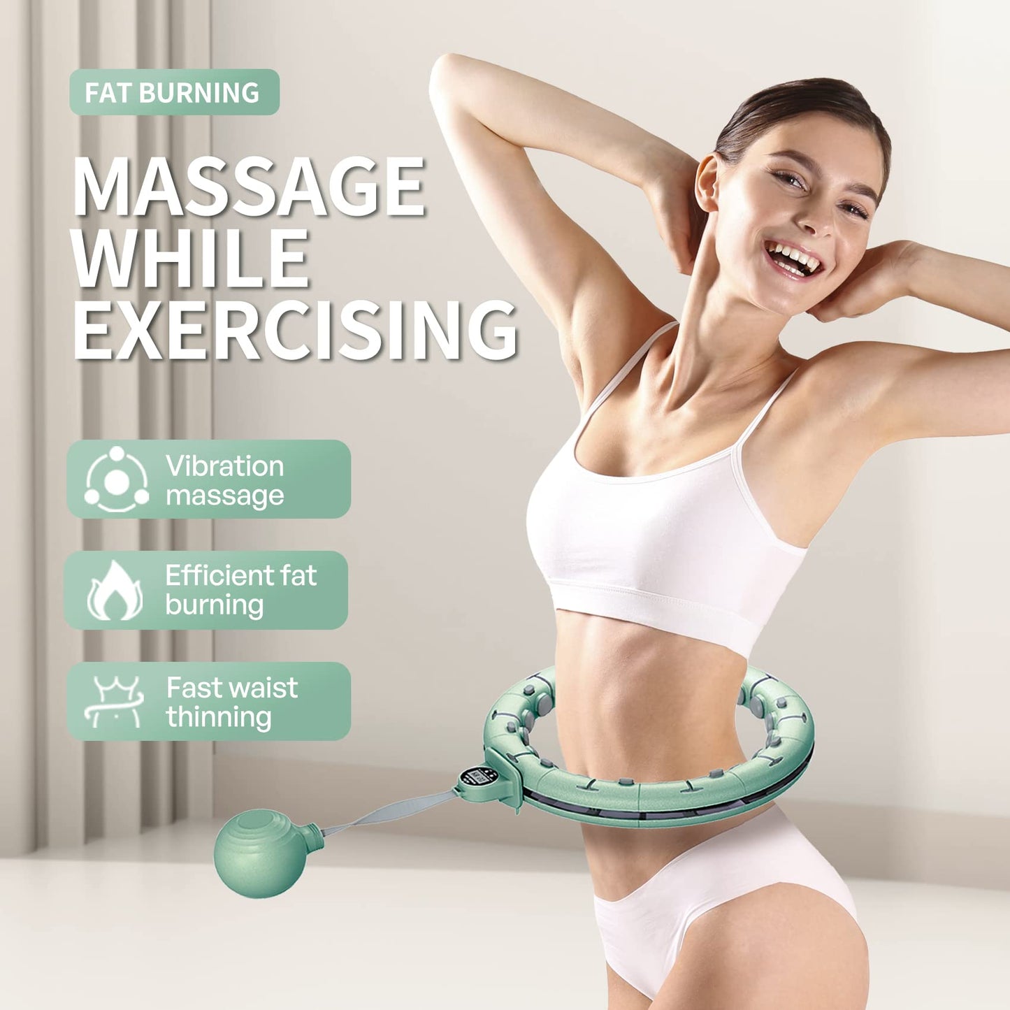 Leann L!fe 11+1 Spare Knots Waist 36" with Counter, Smart Weighted Hula Hoop for Adults Weight Loss, Infinity Hoop, Children Adult Home Outdoor Fitness Exercise, Abdominal Toner, Green